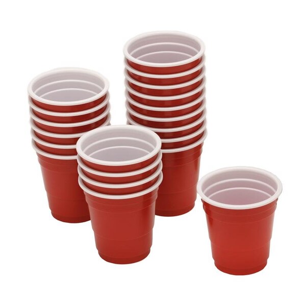 Bary3 2 oz RedWhite Polypropylene Disposable Shot Glass BAR-0190 - main